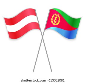 Austrian and Eritrean crossed flags. Austria combined with Eritrea isolated on white. Language learning, international business or travel concept.