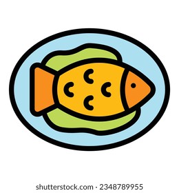 Austrian fish icon outline vector. Vienna food. Austria cuisine color flat