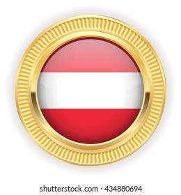 Austrian flag buttons with silver border on white background