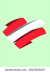 Austrian flag clipart illustration 
which is fluttering with a colored background