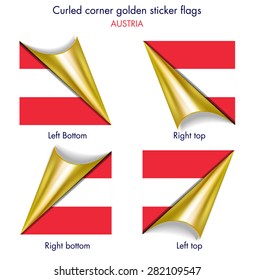 Austrian flag curled golden corner edition