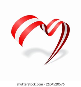 Bandera austriaca con forma de cinta. Ilustración vectorial.