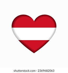 Señal en forma de corazón de la bandera austríaca. Ilustración vectorial.