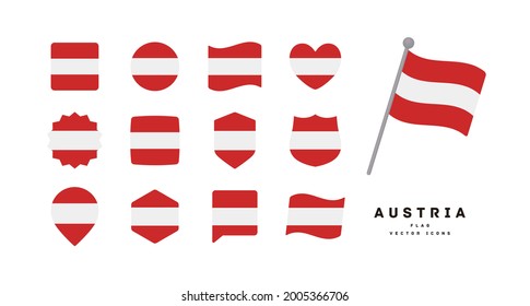 Austrian flag icon set vector illustration