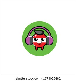 Austrian flag mascot illustration design listening to music