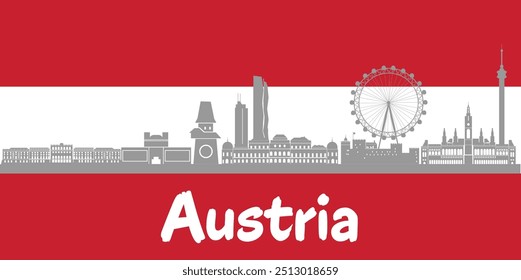 Austrian Flag Overlay on Vienna Skyline for Austrian National Day - Festive Vector Background