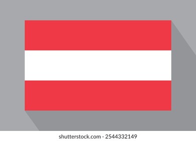 Austrian flag with shadow, vector illustration. The national flag of Austria.