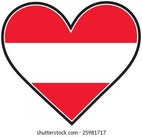 An Austrian flag shaped like a heart