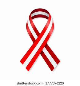 Austrian flag stripe ribbon on white background. Vector illustration.