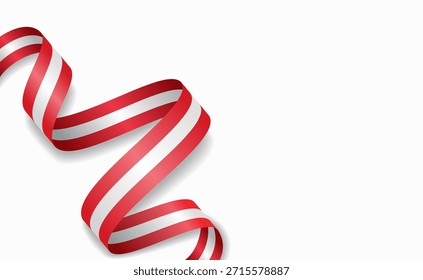 La bandera austriaca estilizaba una cinta ondulada, que simbolizaba el orgullo nacional, la celebración o la identidad cultural. Ilustración vectorial.