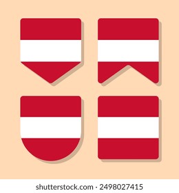 Austrian flag with various shapes vector eps for design element, decoration, banner, emblem, promotion, event, holiday, social media post, icon, poster, etc. Editable and scalable.