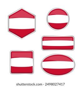 Austrian flag with various shapes vector eps for design element, decoration, banner, emblem, promotion, event, holiday, social media post, icon, poster, etc. Editable and scalable.