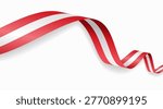 Austrian flag waving ribbon, symbolizing national pride, ideal for patriotic badges, certificates, or cultural design themes and national holidays. Vector illustration.