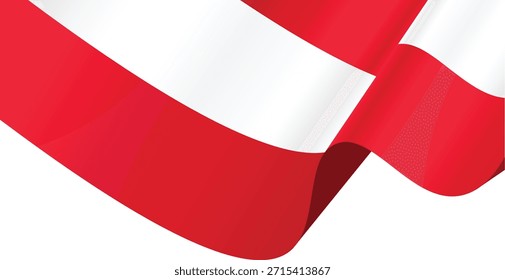 Bandera austriaca ondeando en el viento con colores vibrantes.