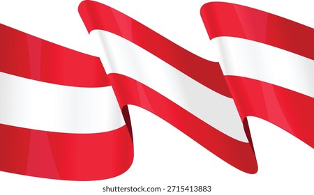 Bandera austriaca ondeando en el viento con colores vibrantes.