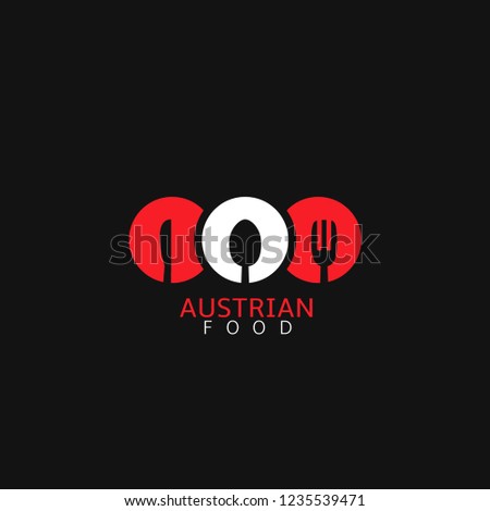 Austrian food logo icon template.Spoon,knife and fork icon vector illustration