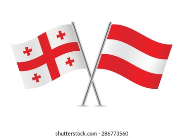 Austrian and Georgian flags. Vector illustration.