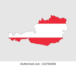Bandera del mapa austríaco. Mapa de Austria con bandera de Austria. Ilustración vectorial.