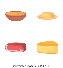 Austrian menu icons set cartoon vector. Austrian cuisine dish. Traditional food