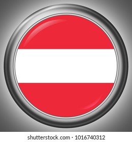 Austrian National Flag in Circle Metall Frame Template with light and shadow effect - Vector Illustration