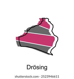 Mapa político austríaco com capital Cidade de Drosing, fronteiras nacionais, cidades importantes modelo de design de ilustração