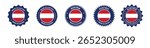 Austrian product label set. Austrian flag, premium made in Austria. Labels, seals, stamps, flags, icons
