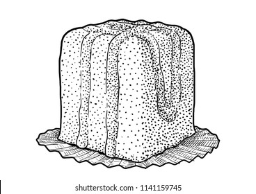 Austrian punch cake illustration, drawing, engraving, ink, line art, vector