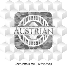 Austrian realistic grey emblem with cube white background