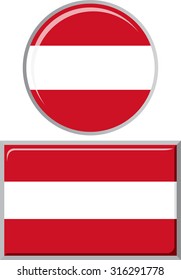Austrian round and square icon flag. Vector illustration Eps 8.
