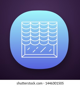 Austrian shades app icon. Room darkening decoration. Living room interior design. Window curtain, blinds, treatments. UI/UX user interface. Web or mobile application. Vector isolated illustration
