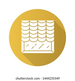 Austrian shades flat design long shadow glyph icon. Room darkening decoration. Living room interior design. House decor. Window curtain, blinds, treatments. Vector silhouette illustration