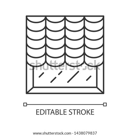 Austrian shades linear icon. Room darkening decoration. House decor. Window curtain, blinds, treatments. Thin line illustration. Contour symbol. Vector isolated outline drawing. Editable stroke