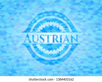 Austrian sky blue emblem with mosaic background