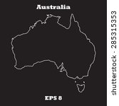Austrlia outline map, stroke. Name of state. Line style. Vector EPS8