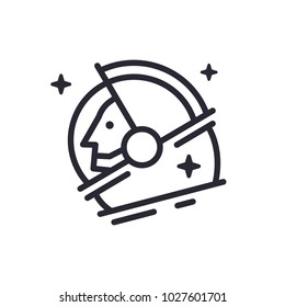 The austronaut  head made in modern outline style. Minimalistic design illustration. Vector