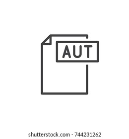 Aut format document line icon, outline vector sign, linear style pictogram isolated on white. File formats symbol, logo illustration. Editable stroke