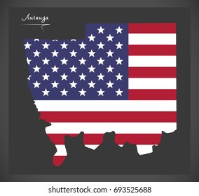 Autauga county map of Alabama USA with American national flag illustration