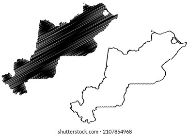 Autazes municipality (Amazonas state, Municipalities of Brazil, Federative Republic of Brazil) map vector illustration, scribble sketch Autazes map