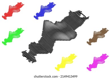 Autazes municipality (Amazonas state, Municipalities of Brazil, Federative Republic of Brazil) map vector illustration, scribble sketch Autazes map