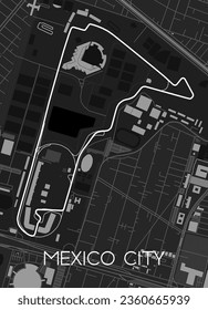 Autdromo Hermanos Rodrguez, Mexico City Track Map for Poster Wall Art