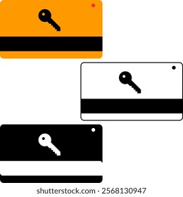 autentication key card vector icon miniset