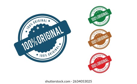 Authentic 100 Percent Original Product Guarantee Stamps Set Design in Green Red and Brown