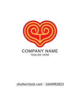 Authentic abstract knot logo initial T bull traditional Bull / Cow / Angus / Cattle Head with Celtic Style Logo, Ornamental tattoo love heart symbol