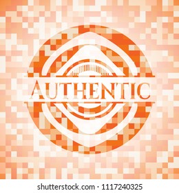 Authentic abstract orange mosaic emblem
