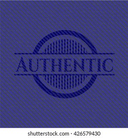 Authentic badge with denim background