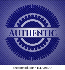 Authentic badge with denim texture