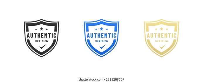 Authentic badge or Authentic stamp vector isolated in flat style. Best Authentic badge vector for product packaging design element. Authentic stamp for packaging design element.