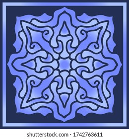 Authentic beautiful square ornament texture for neck scarf, laser cutting, tile, and background.