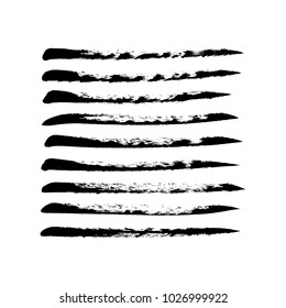 Authentic black rough stripes seamless pattern, hand painted with  dry brush and Indian ink