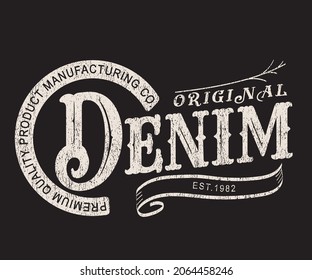 Authentic Blue Denim supply Original College Vintage varsity vector tee shirt graphics and grunge artwork -3